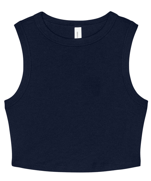 Solid Rib Navy Blue Cropped Tank Top