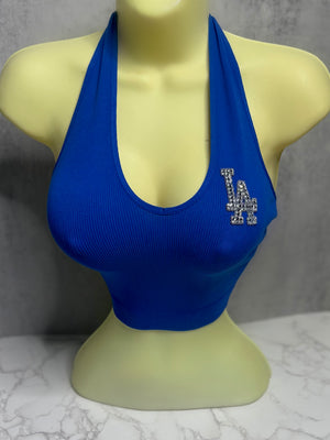Halter Crop Top - LA Rhinestone - Hot L.A. Fashion 