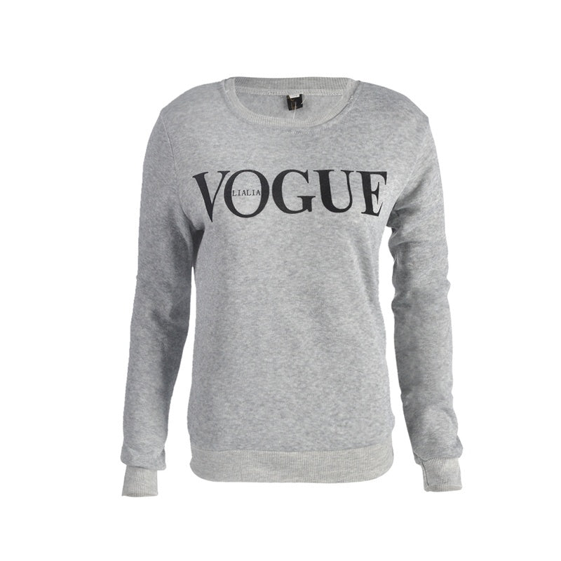 Delicate Vogue Printed Crewneck Sweatshirt Long Sleeve Top – Dyme Boutique