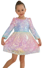2Bunnies Ombre Pastel Sequin Girl Dress
