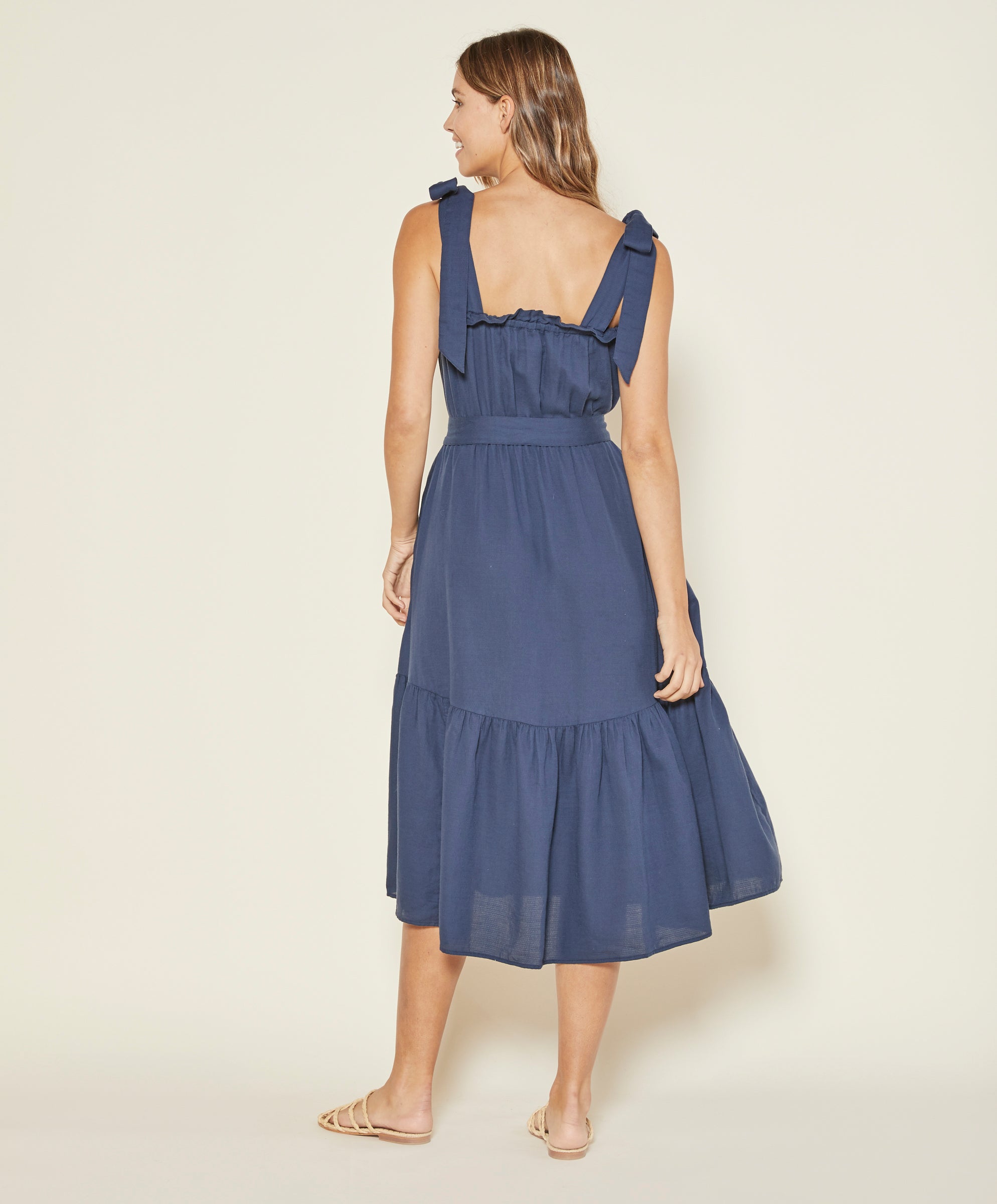 oasis megan midi dress navy