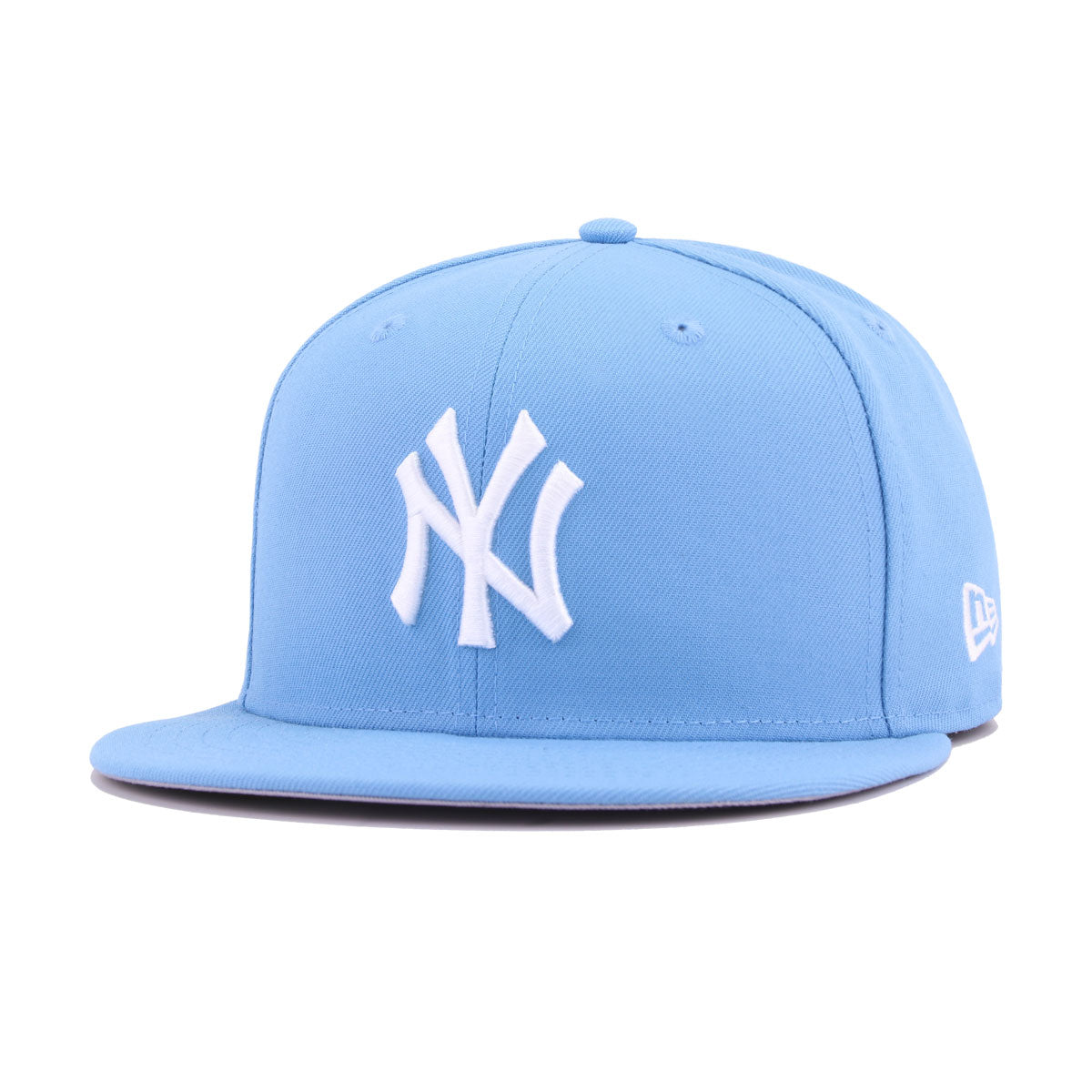 black and light blue fitted hat