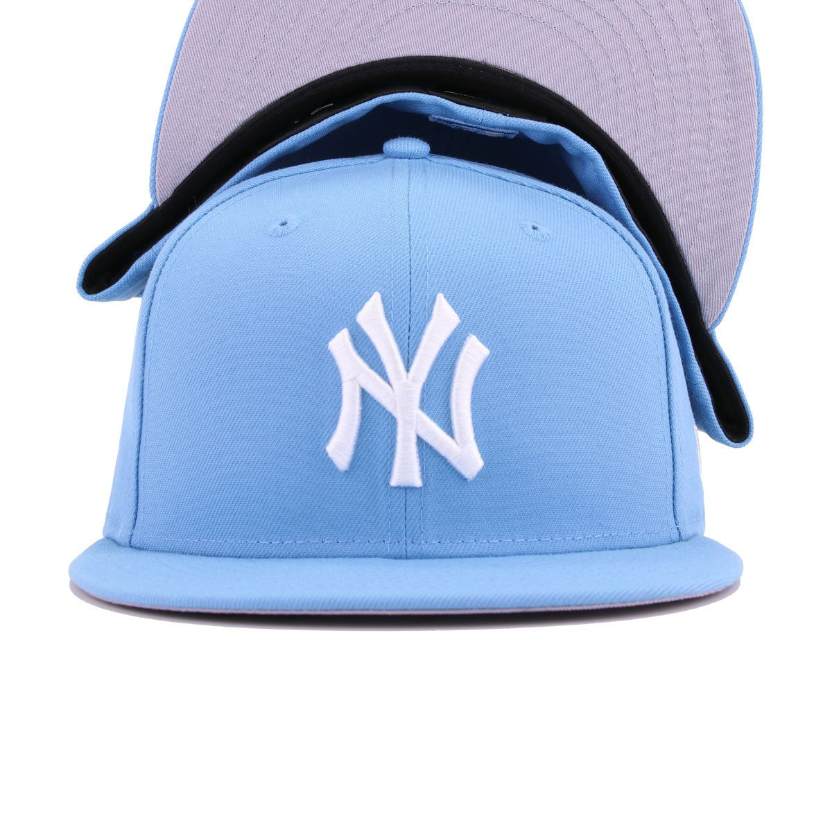 blank light blue fitted hat
