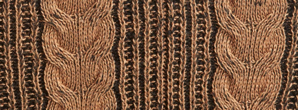 Cable Zip Cardigan Swatch | Artisan Knit | Camel Black