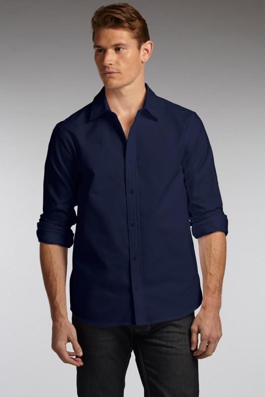 navy blue button up shirt mens