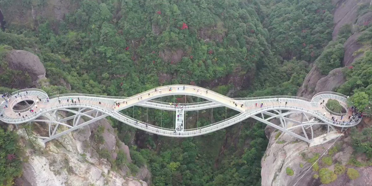 Vista aérea del puente Ruyi en Shenxianju