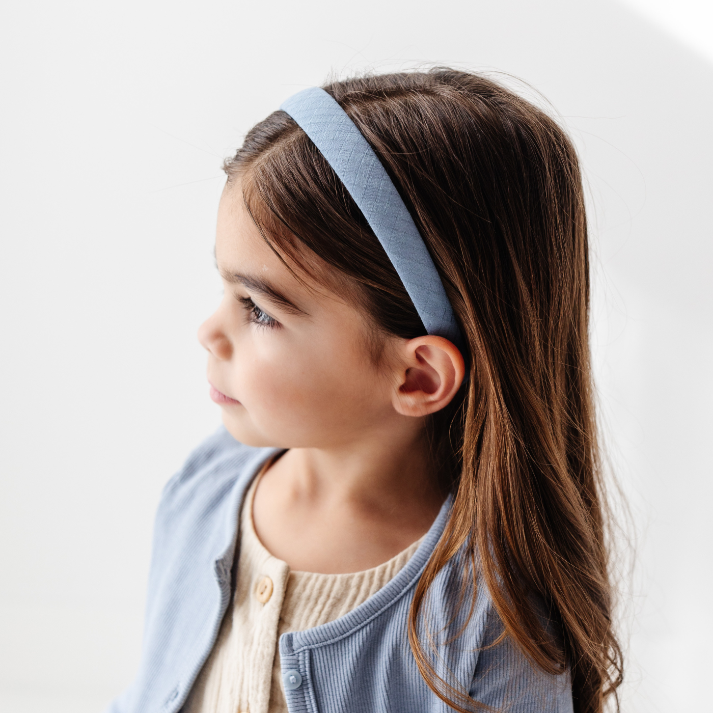 Image of Slate Blue Cotton Dobby 2cm Headband