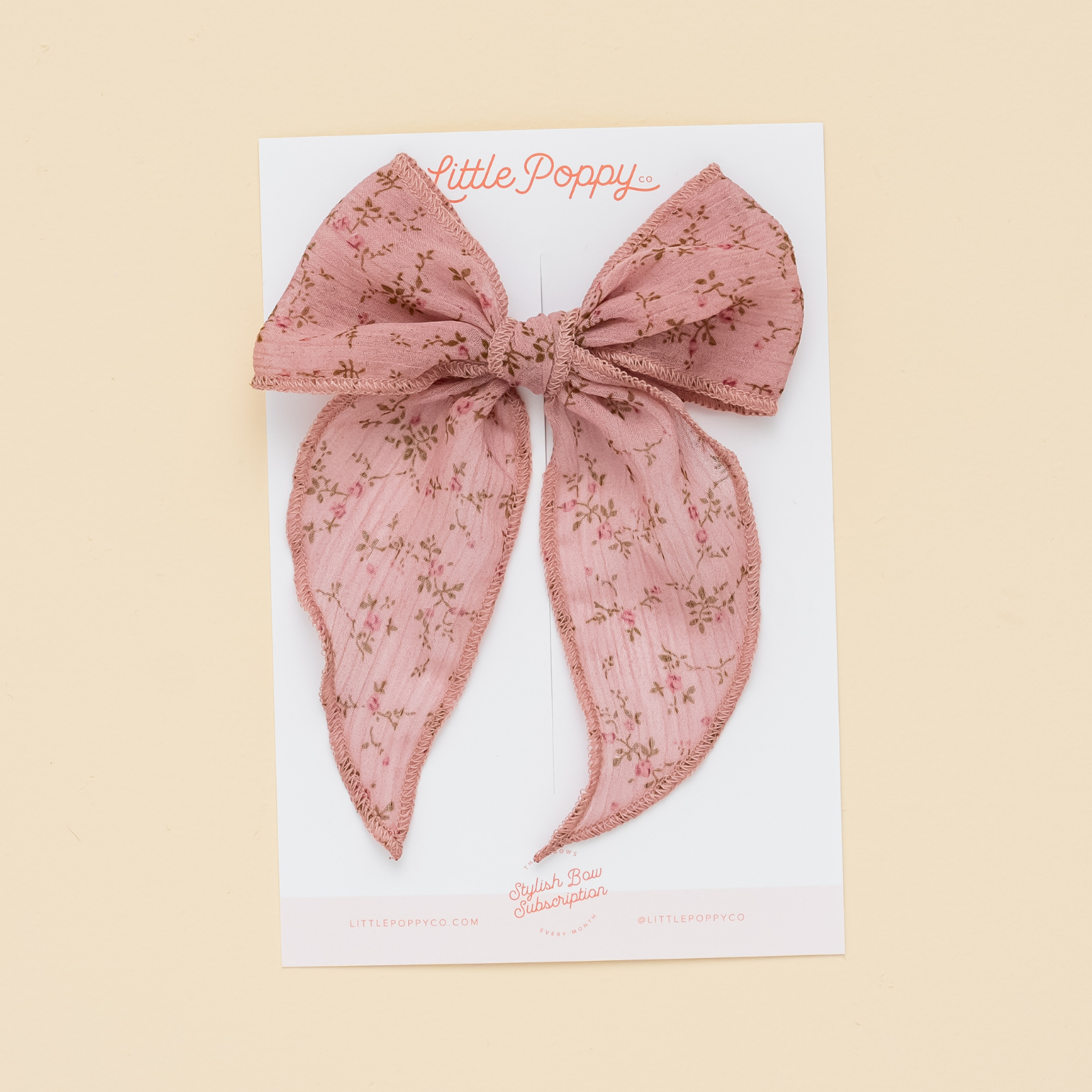 Blush Ivy Floral Bow Clip - Little Poppy Co product image