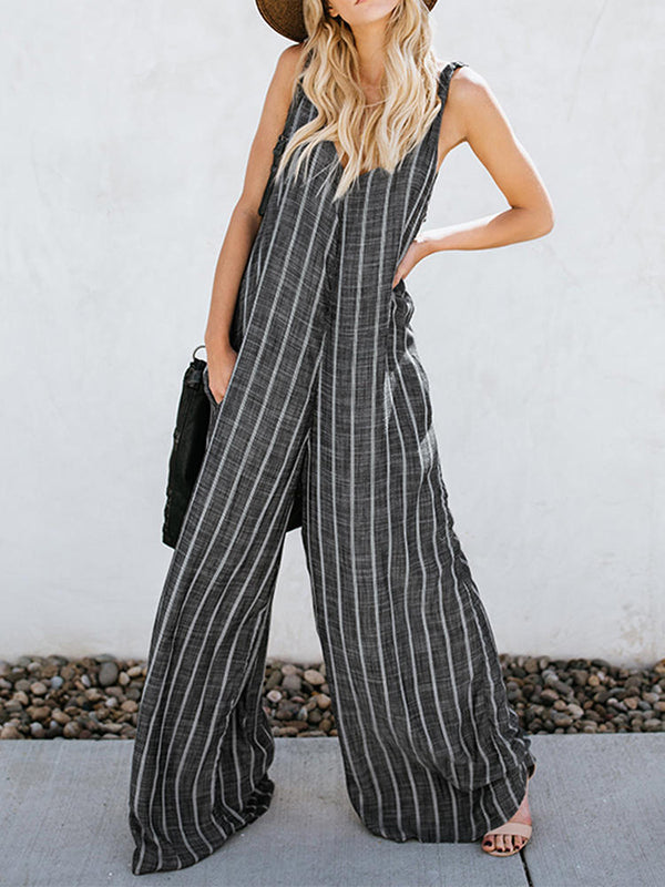 wide leg sleeveless jumpsuit