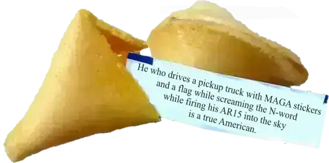 He who drives a pickup truck with MAGA stickers and a flag while screaming the N-word while firing his AR15 into the sky  is a true American.