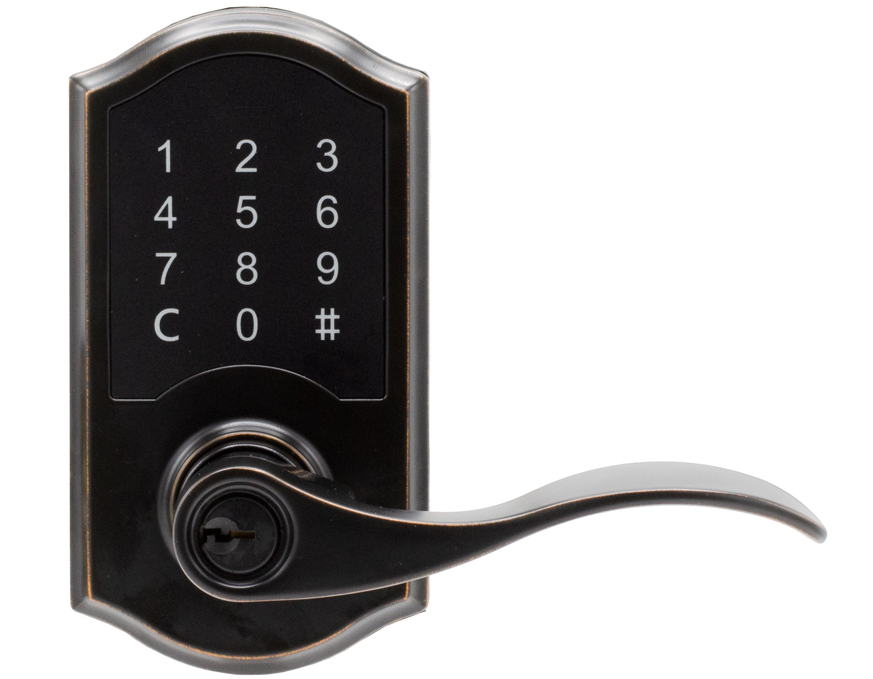 Compact Touchscreen Digital Lock with Waverlie Lever in Tuscan Bronze Finish