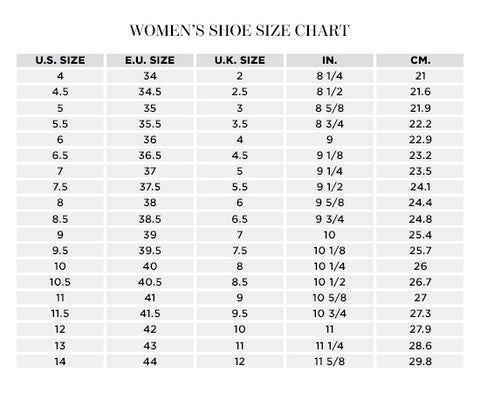 female footwear size chart