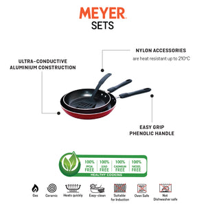 Meyer Non Stick 3 Piece Cookware Set 2 Frypans With Accessory