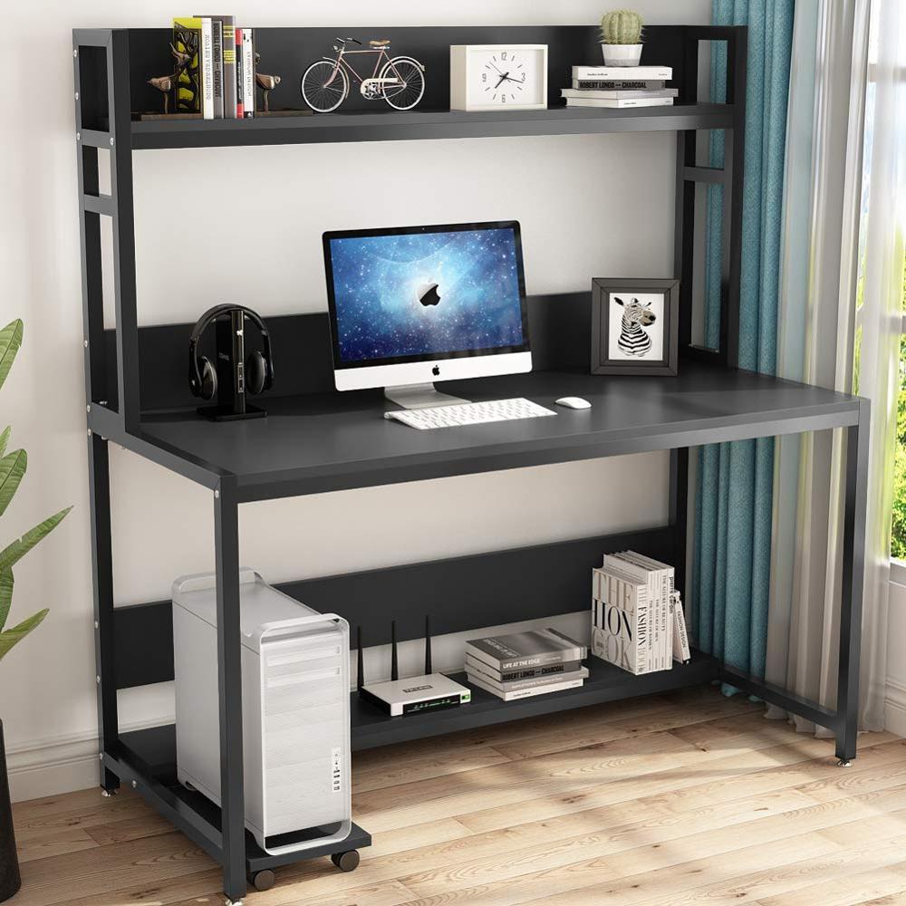 Computer Desk 55 Large With Hutch Modern Writing Bookshelf Pc