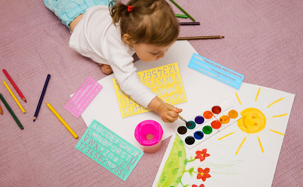 Plastic Alphabet and Number Stencils Set of 4 - Blue