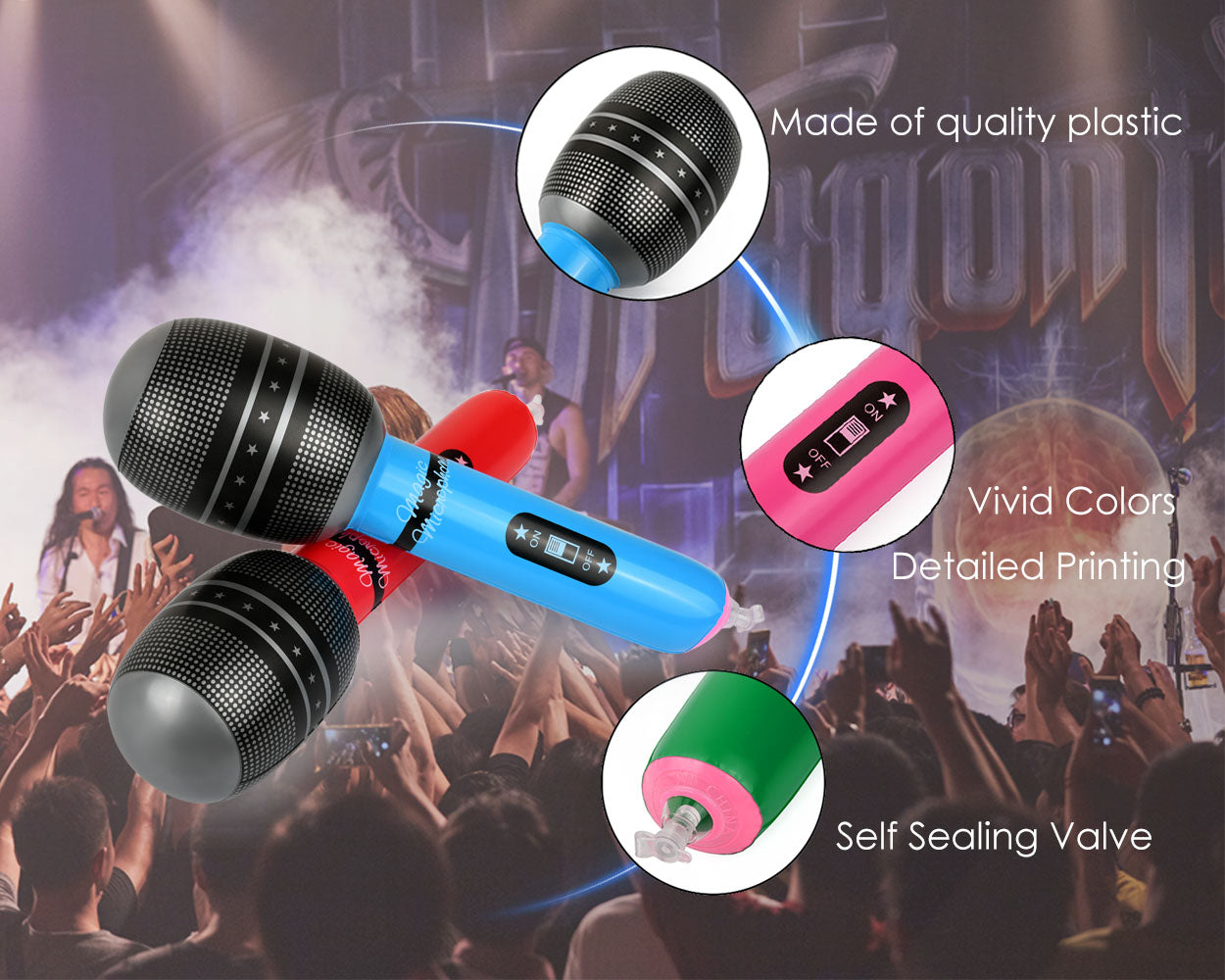 6 Pieces 25cm Inflatable Microphones Balloon