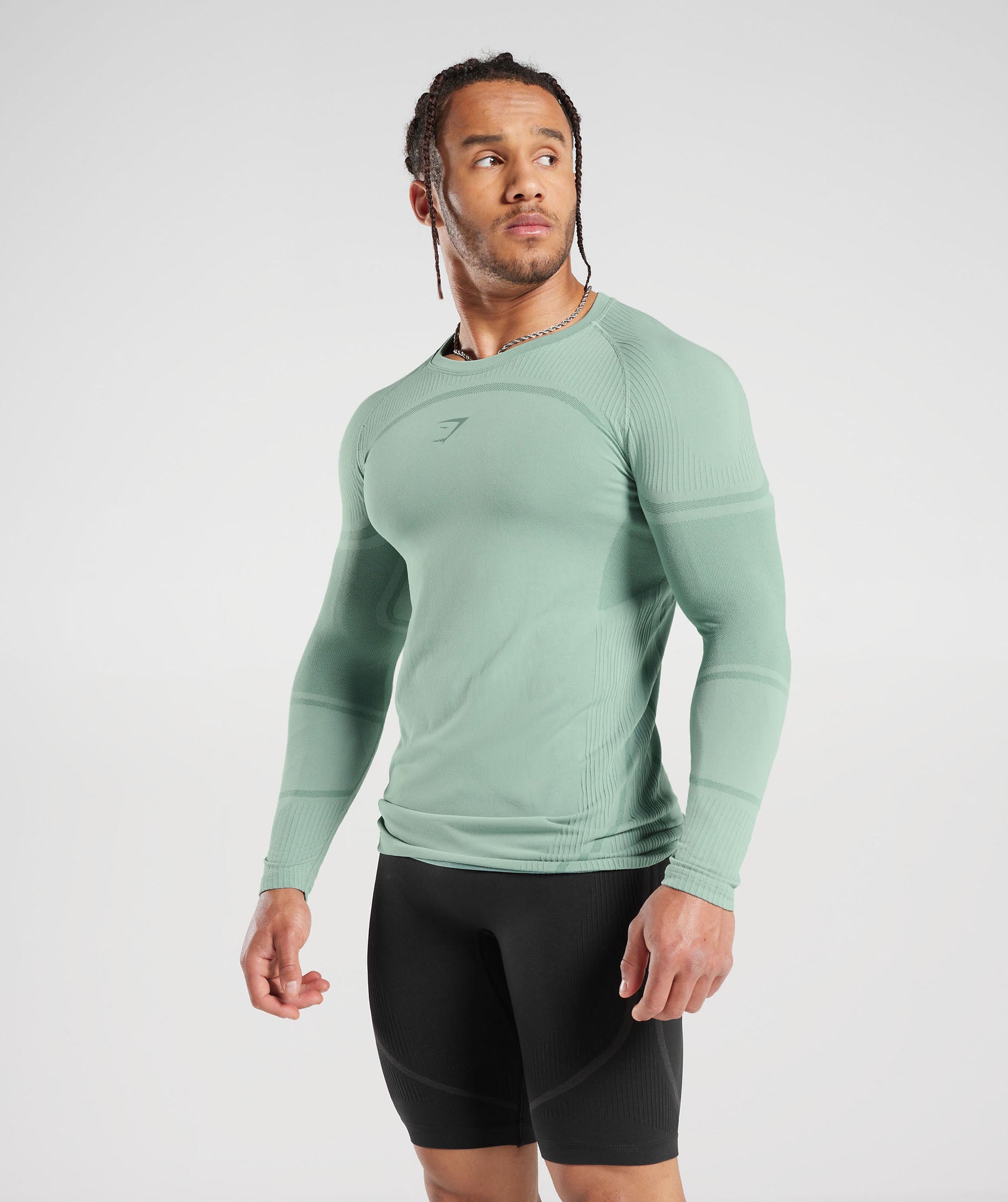 315 Seamless Long Sleeve T-Shirt in Frost Teal/Ink Teal