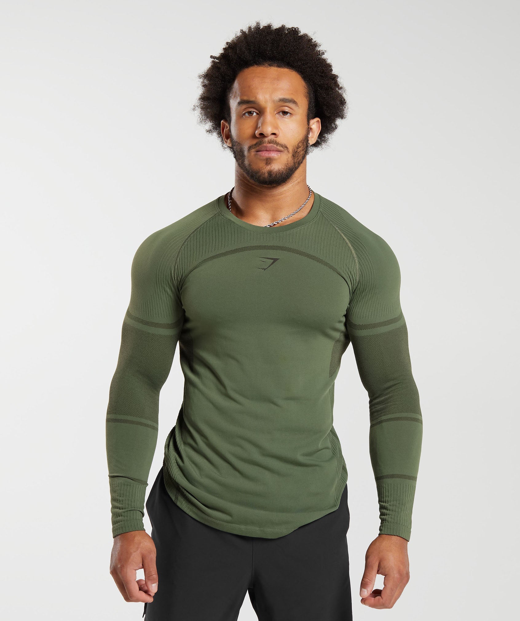 315 Seamless Long Sleeve T-Shirt in Core Olive/Deep Olive Green - view 1