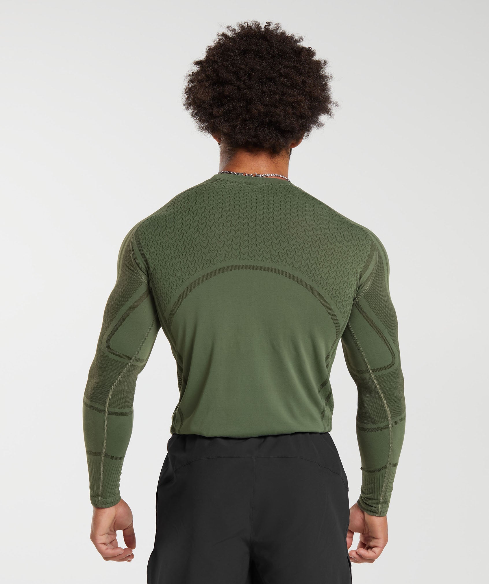 315 Seamless Long Sleeve T-Shirt in Core Olive/Deep Olive Green - view 2