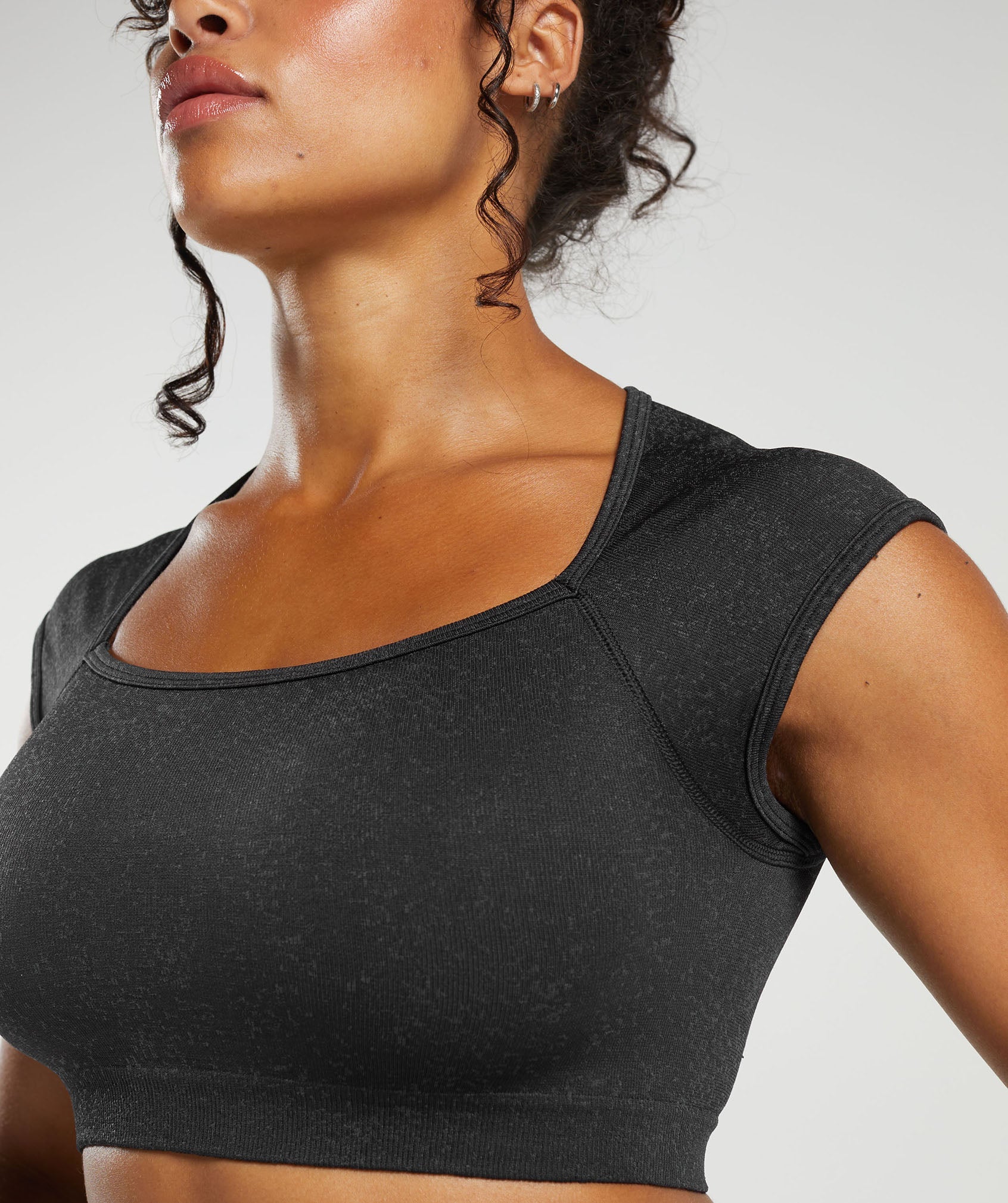 Adapt Fleck Seamless Crop Top in Black/Smokey Grey - view 6