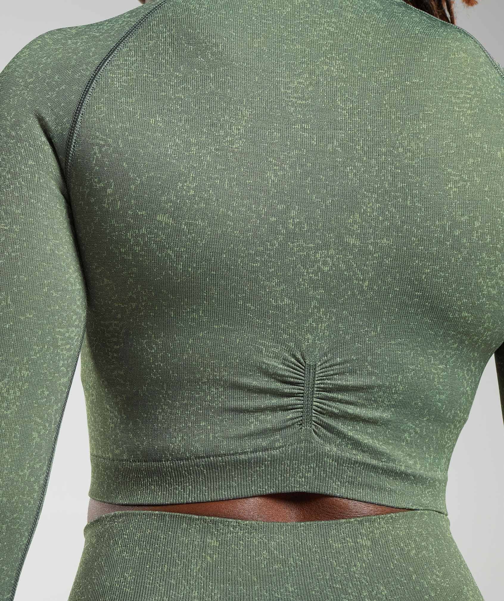 Gymshark Adapt Fleck Seamless Long Sleeve Crop Top - Dusk Green
