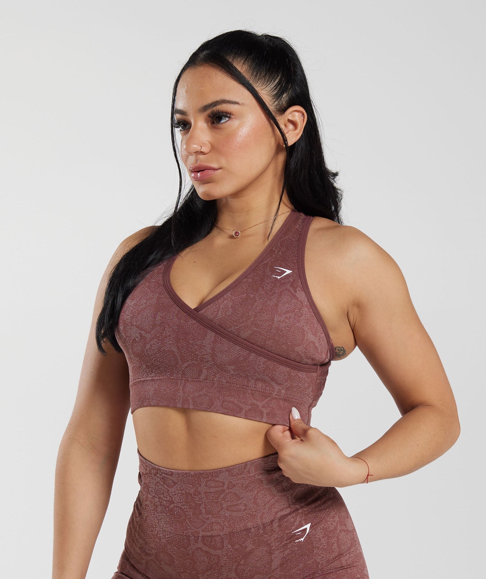 Gymshark Ruched Sports Bra - Plum Brown