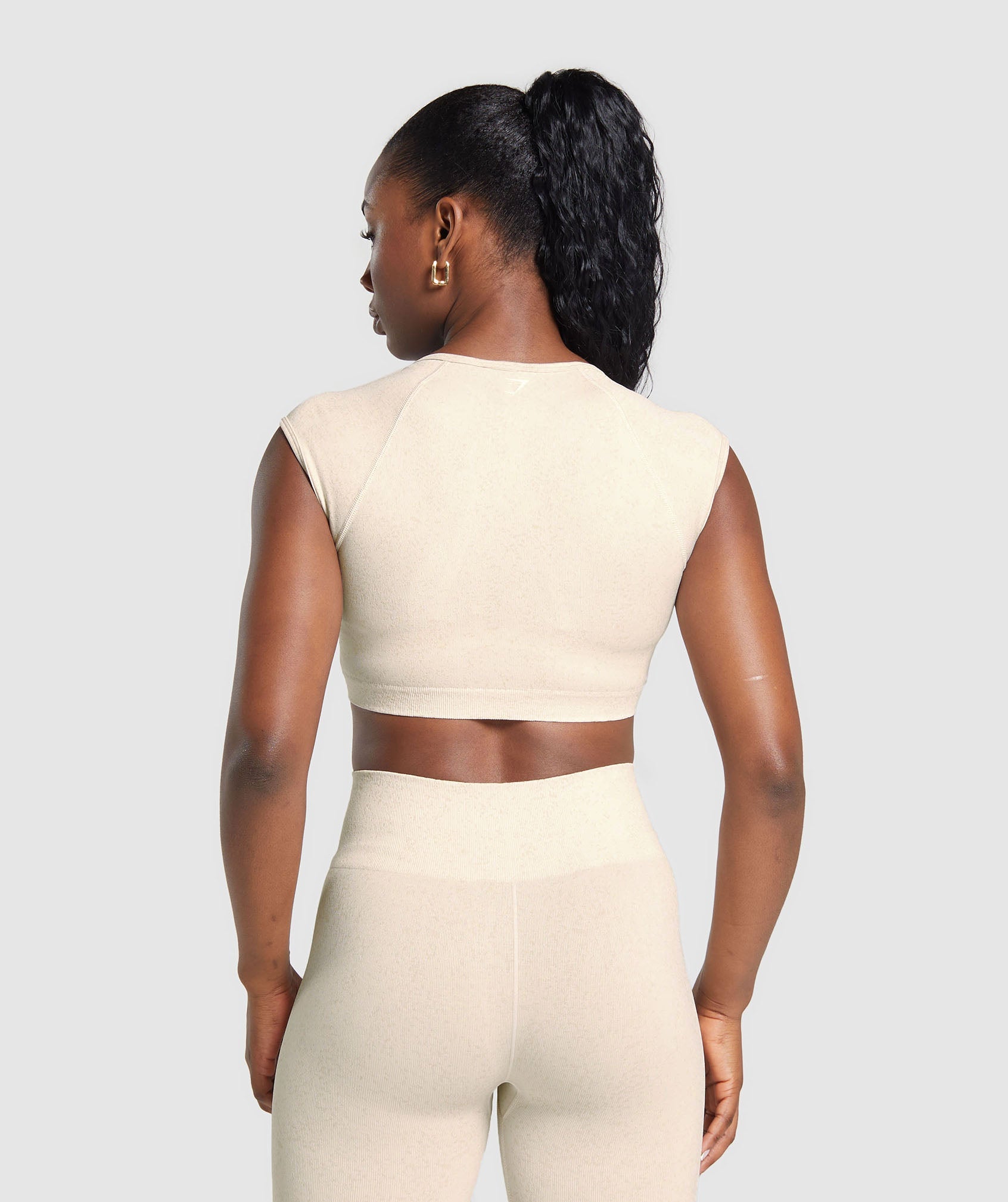 Gymshark Adapt Fleck Seamless Crop Top - Coconut White