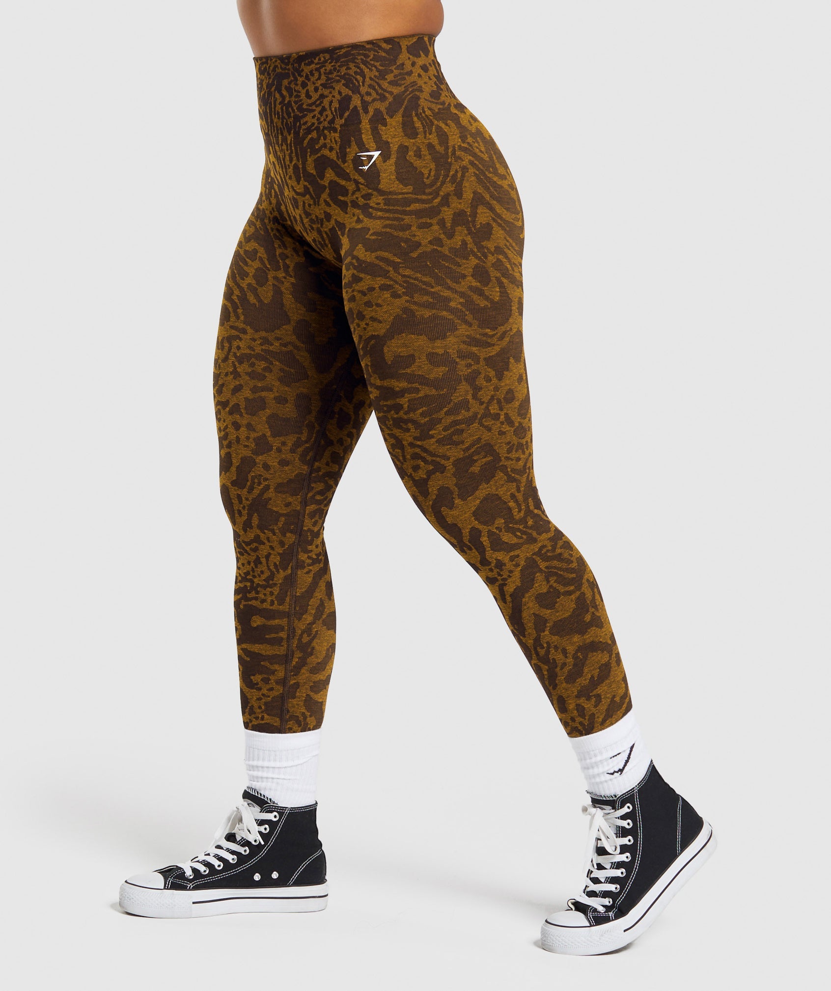 Adapt Safari Seamless Leggings in Archive Brown/Burnt Yellow - view 3