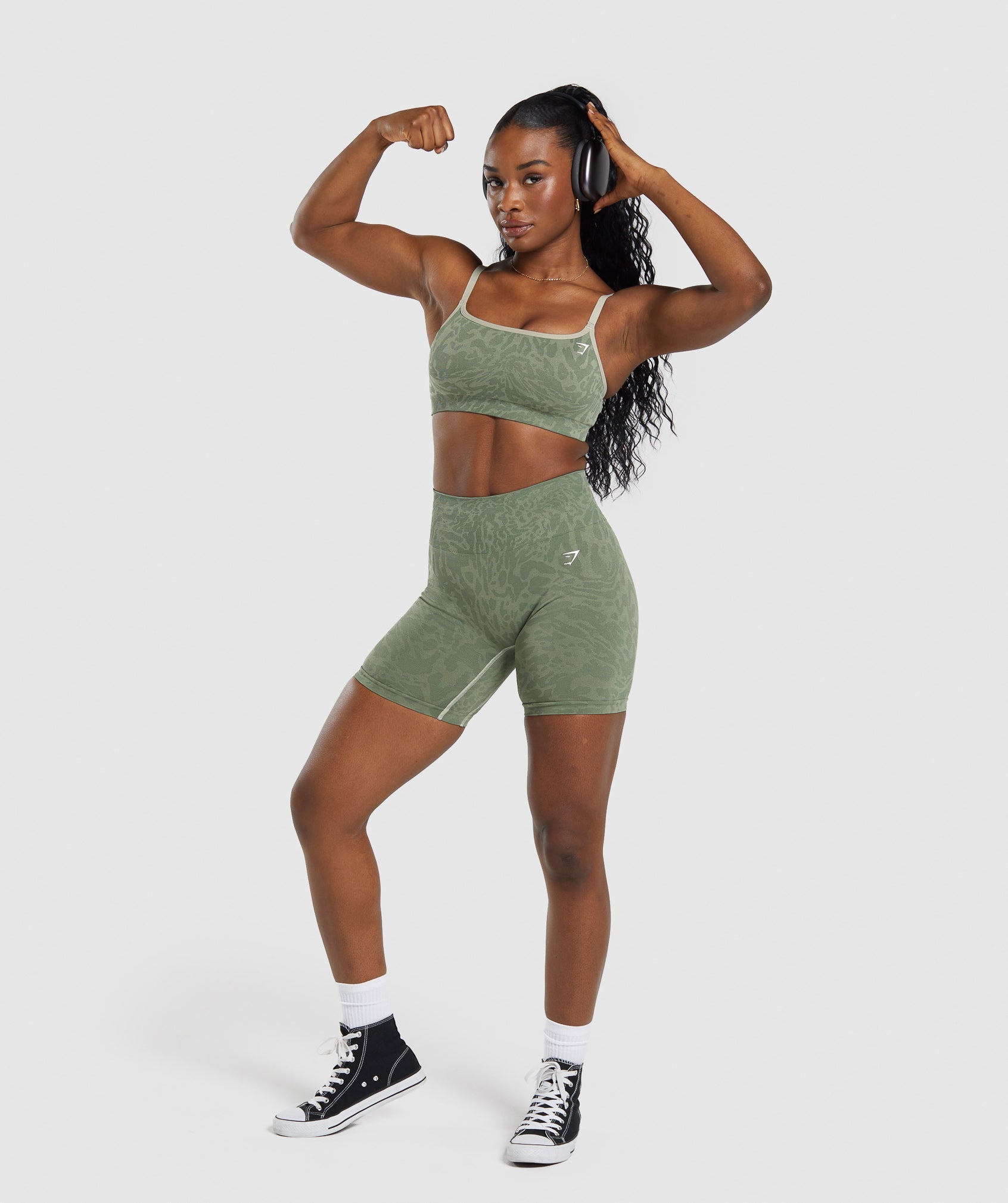 Adapt Safari Seamless Sports Bra in Force Green/Faded Green - view 4