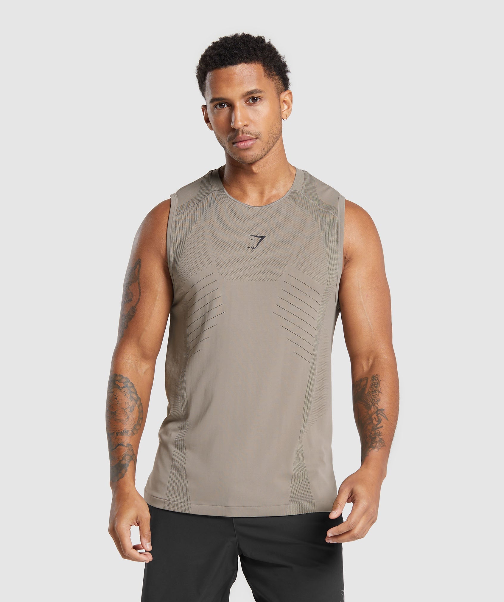 Apex Seamless Tank in Linen Brown/Black - view 1