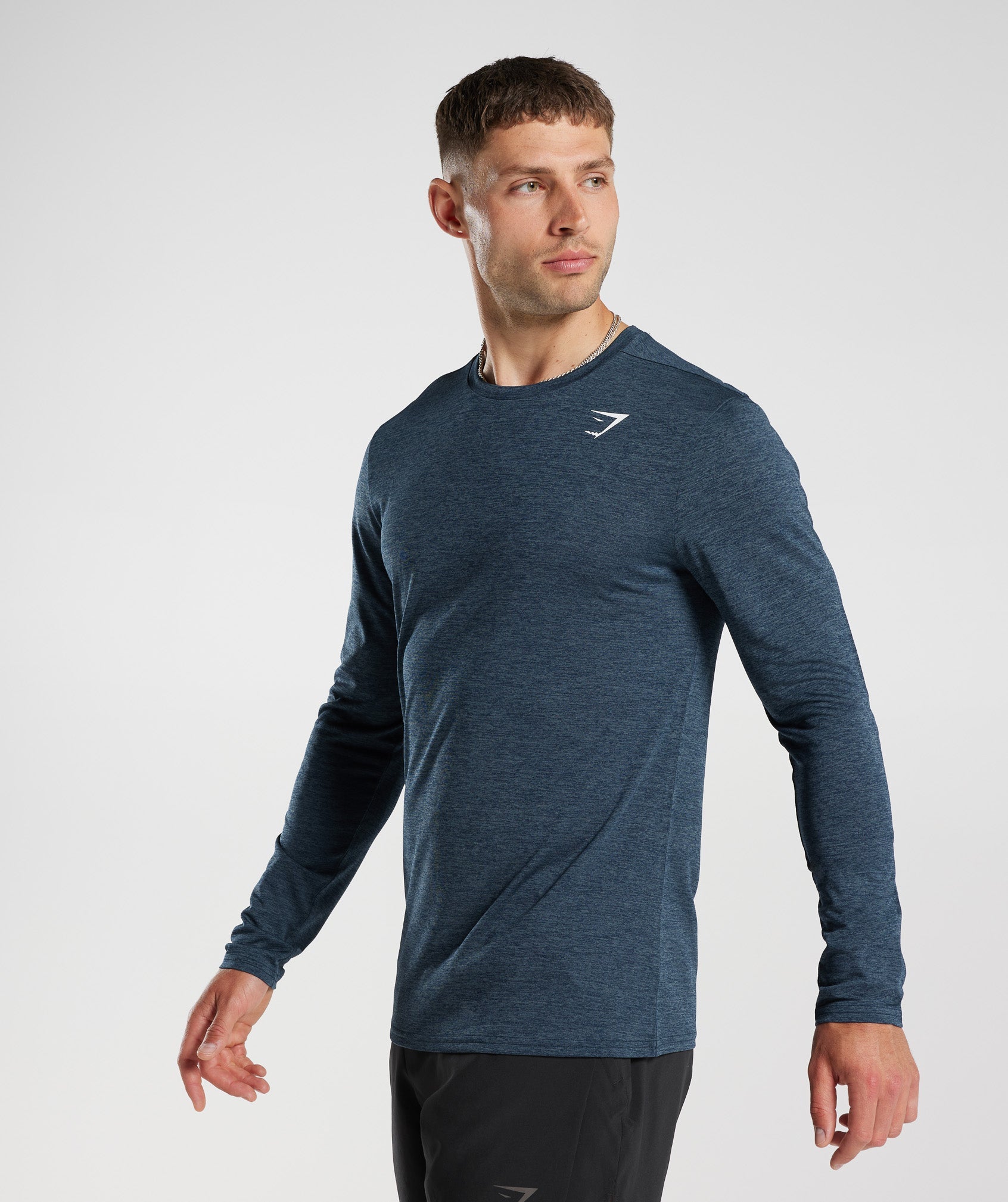 Arrival Marl Long Sleeve T-Shirt in Navy/Smokey Teal Marl - view 3