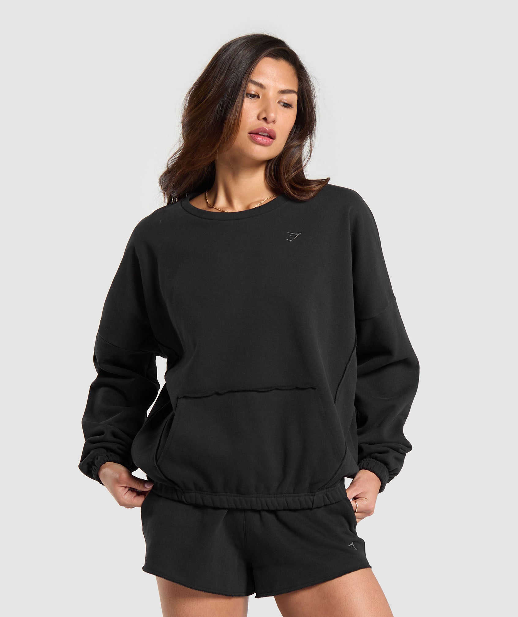 Fleece Oversized Sweatshirt in Black - view 1