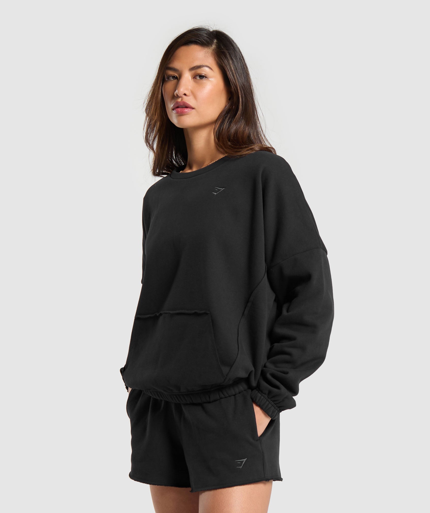 Fleece Oversized Sweatshirt in Black - view 3