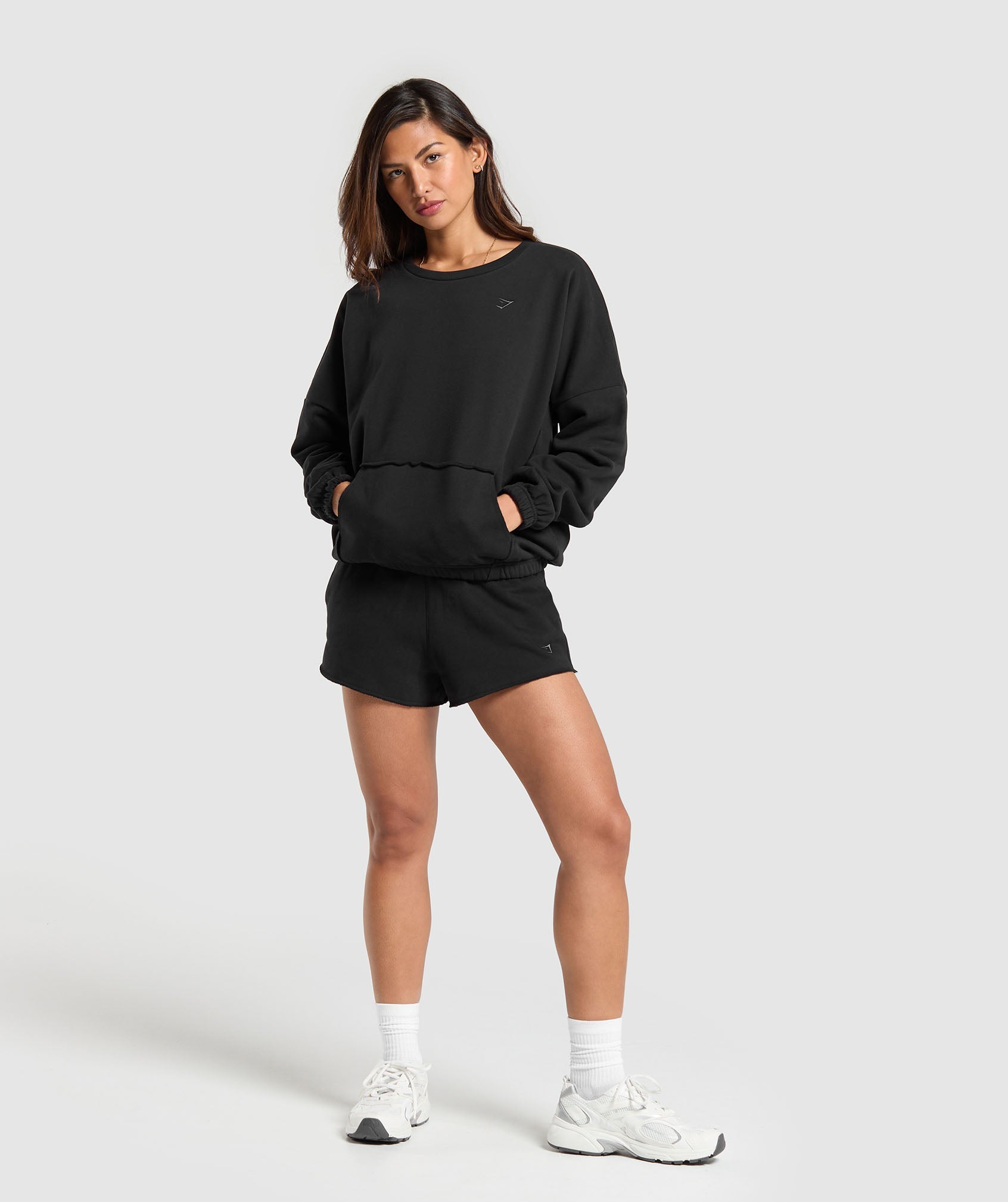 Fleece Oversized Sweatshirt in Black - view 4