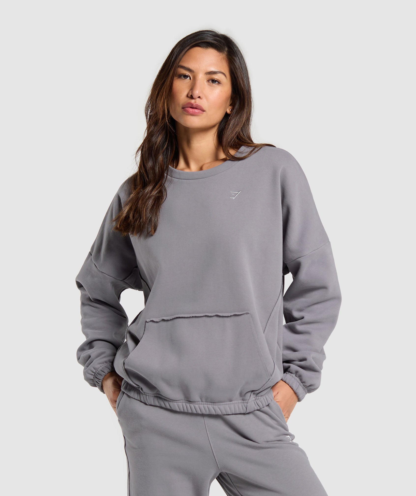 Fleece Oversized Sweatshirt in Medium Grey - view 1