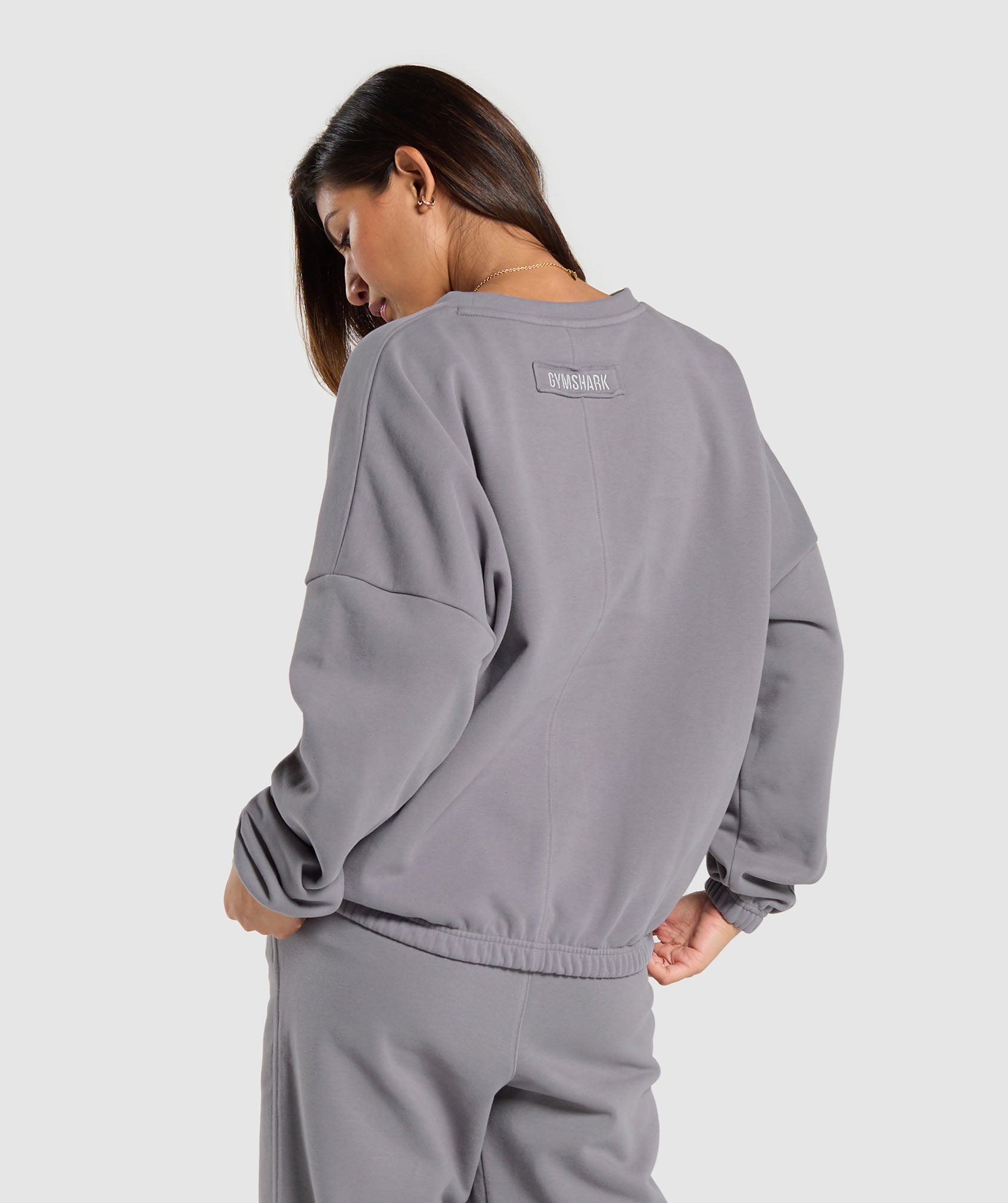 Fleece Oversized Sweatshirt in Medium Grey - view 2