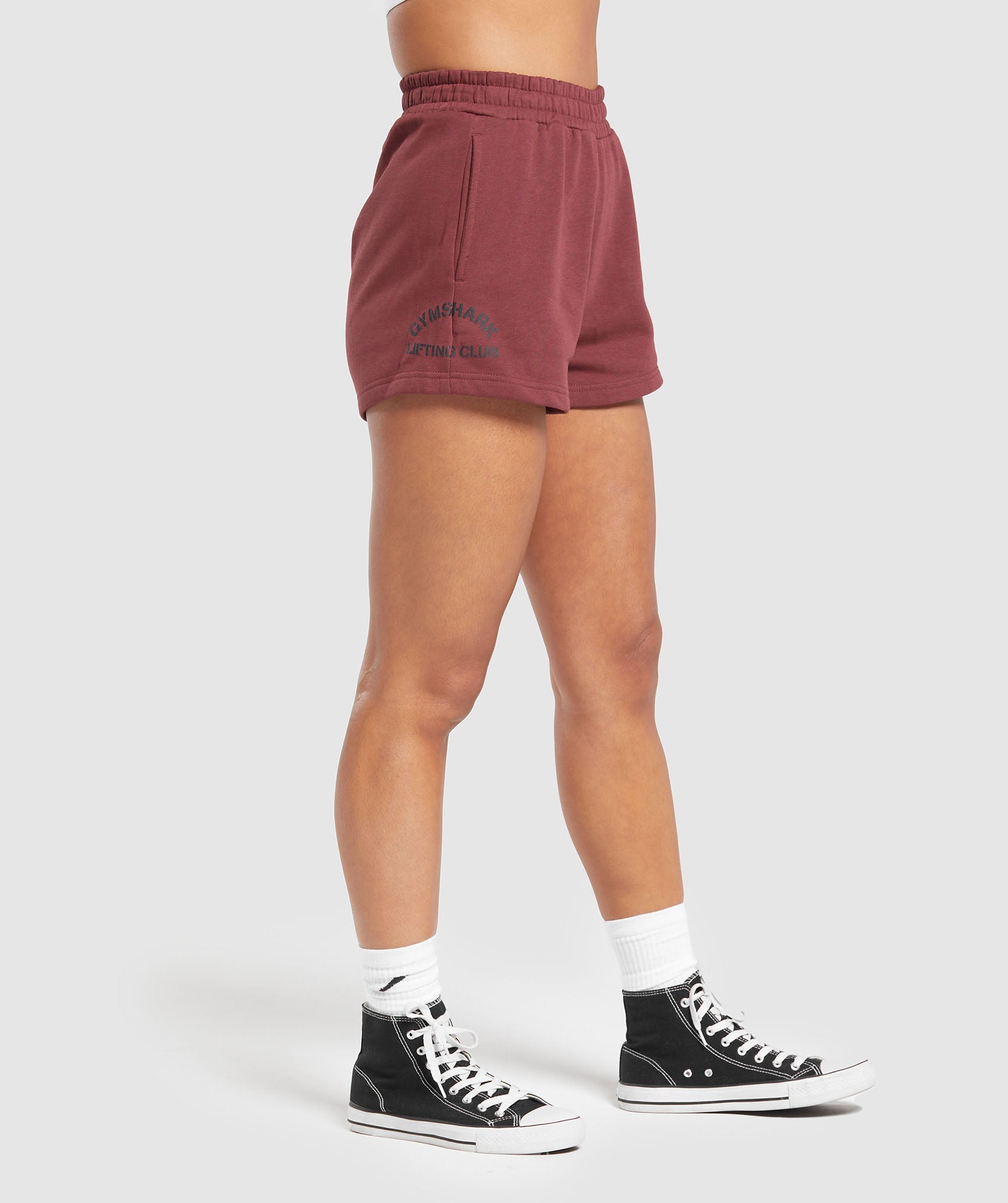 Built Graphic Shorts in Washed Burgundy - view 1