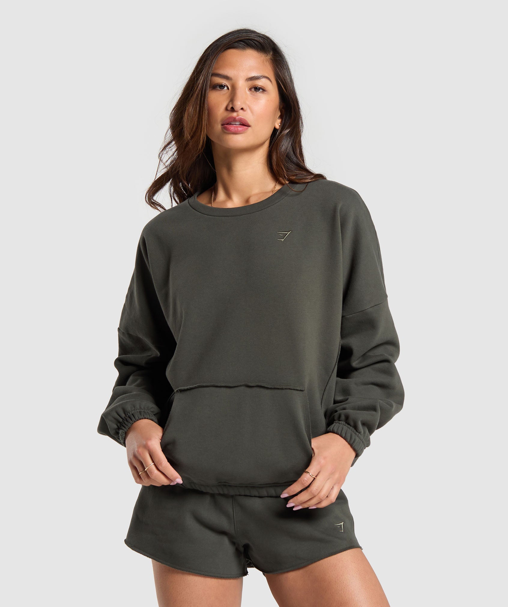 Fleece Oversized Sweatshirt in Strength Green - view 1