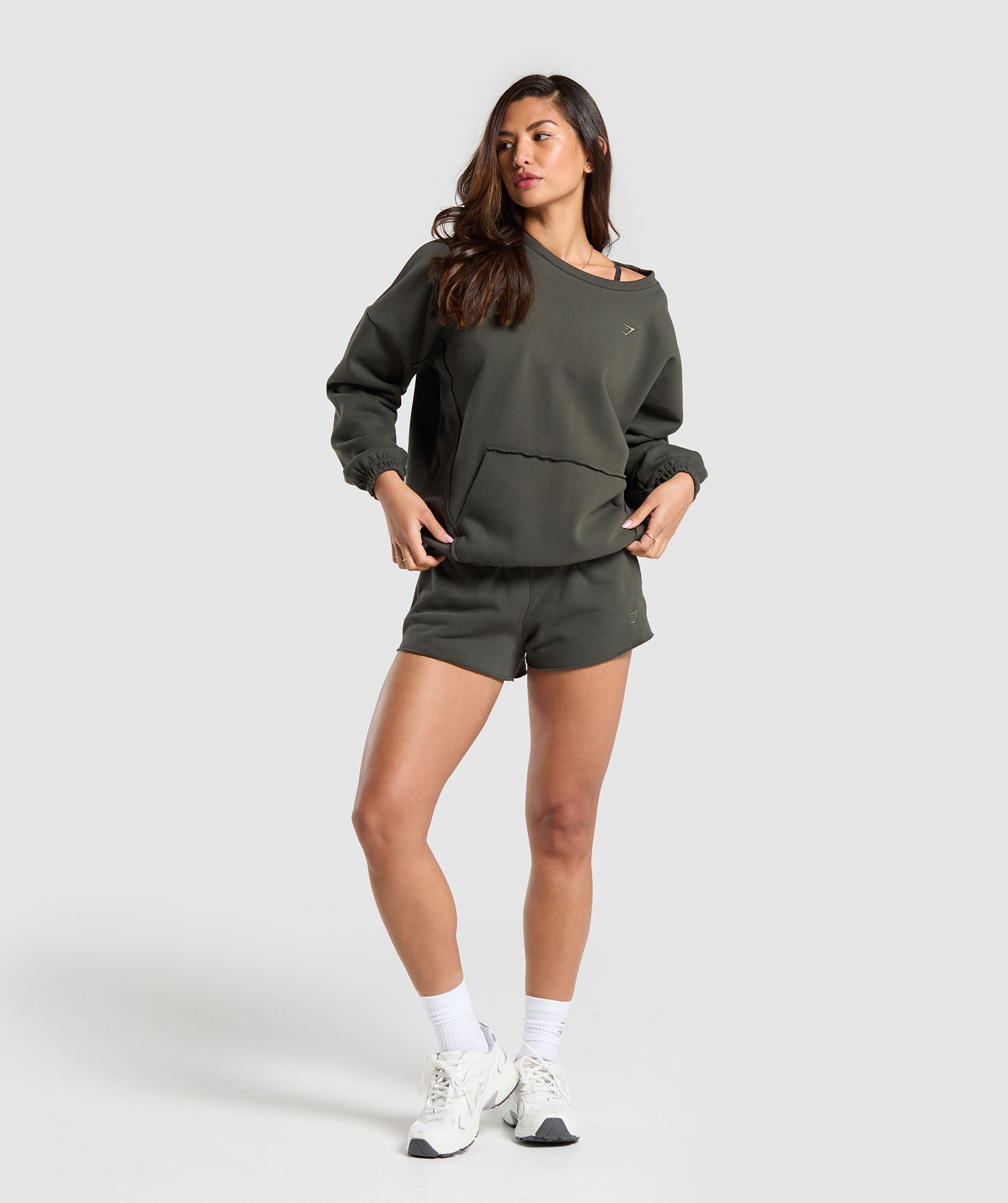 Fleece Oversized Sweatshirt in Strength Green - view 4