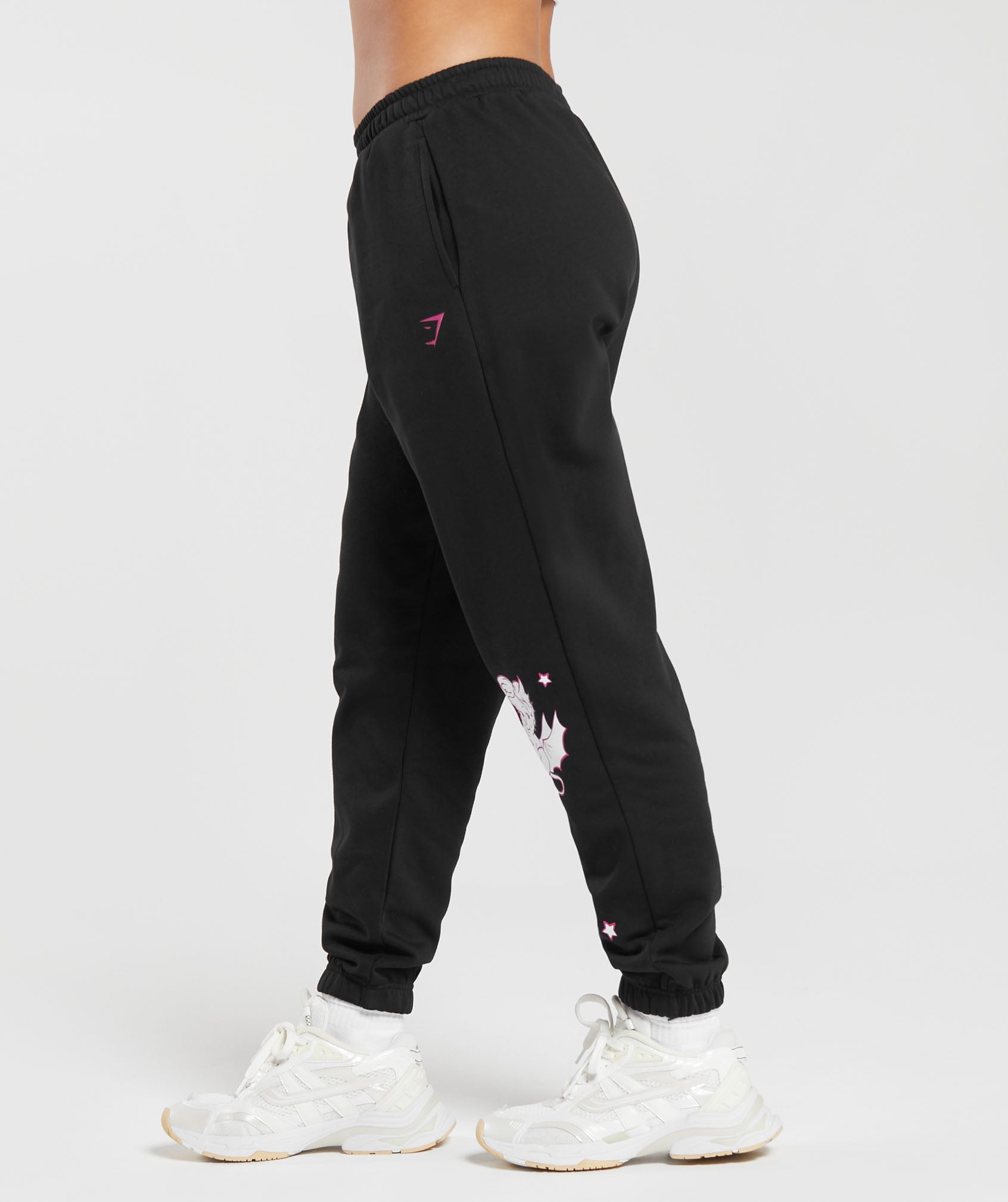 Cherub Graphic Joggers in Black - view 3