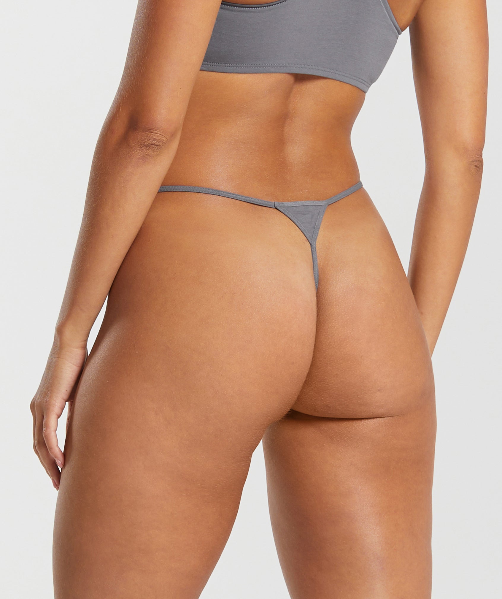 Cotton G-String in Brushed Grey - view 2