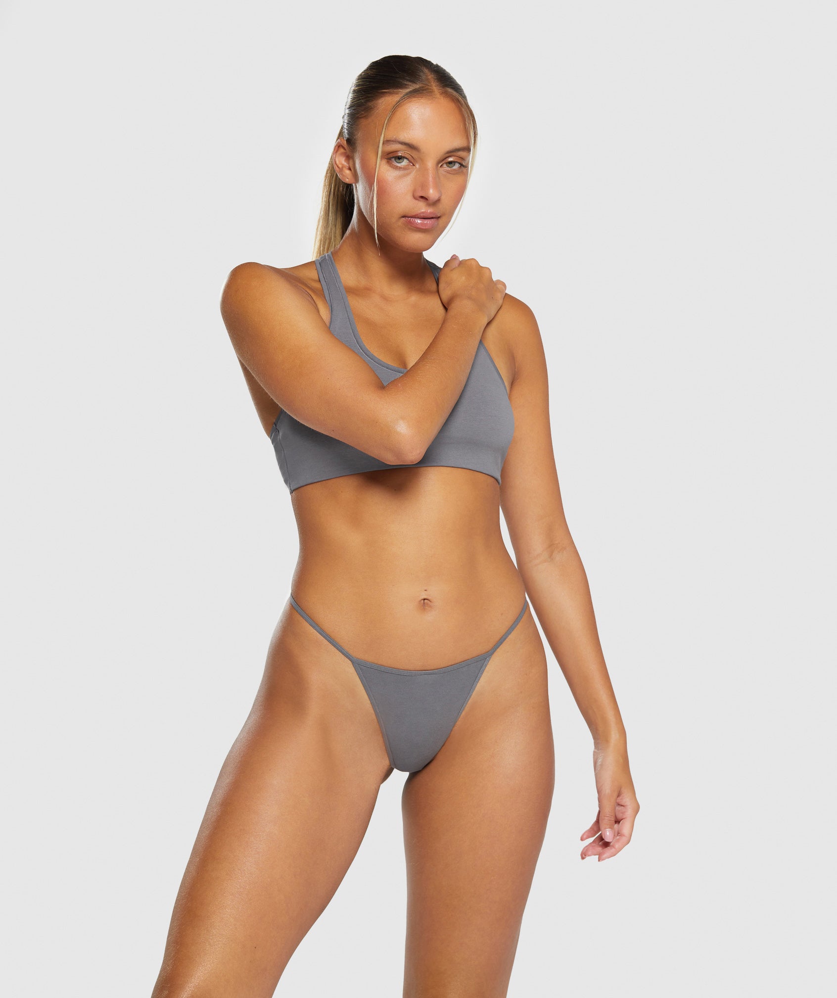 Cotton G-String in Brushed Grey - view 4