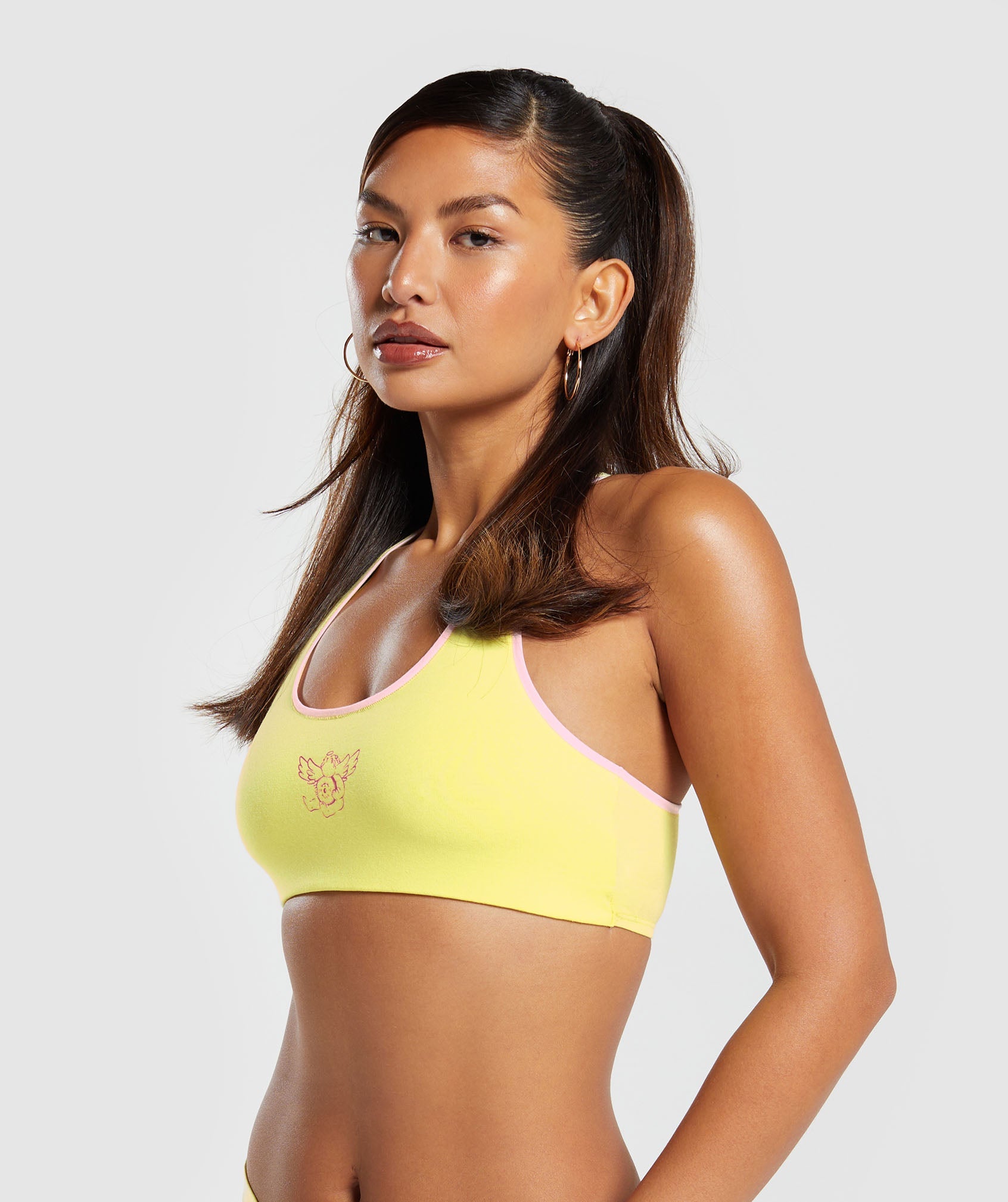 Cotton Graphic Bralette in Lemon Yellow - view 3