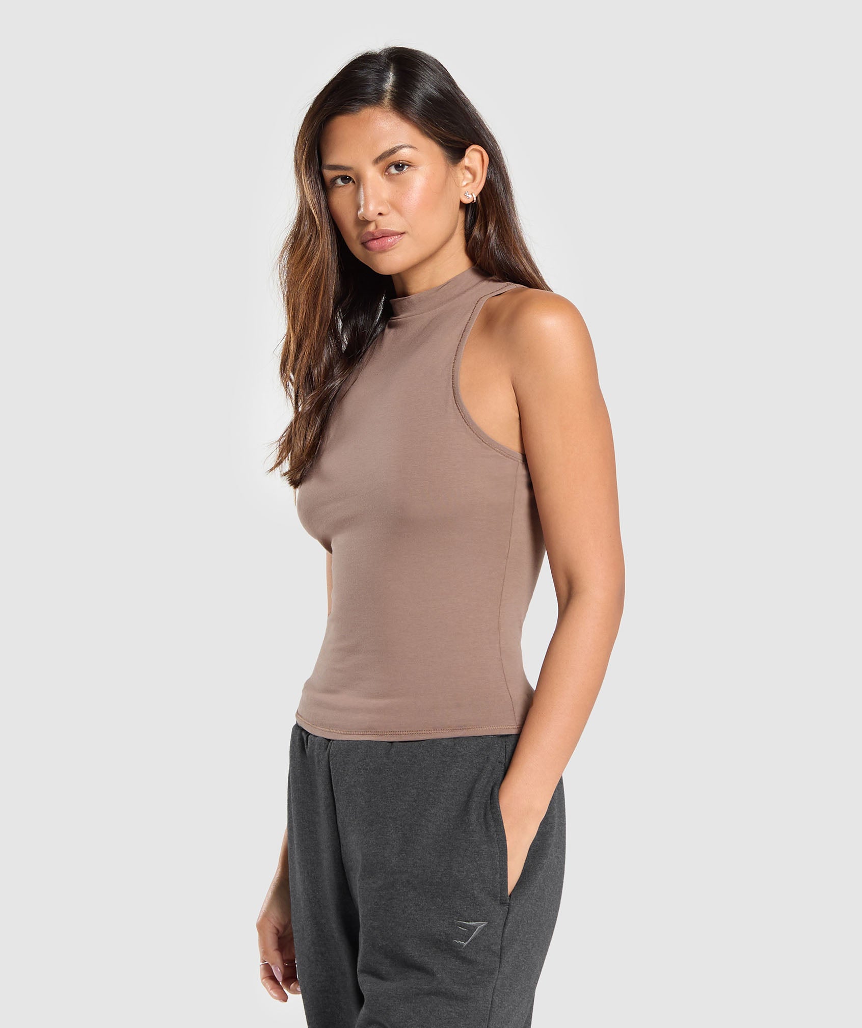 Cotton Tank in Mocha Mauve - view 3