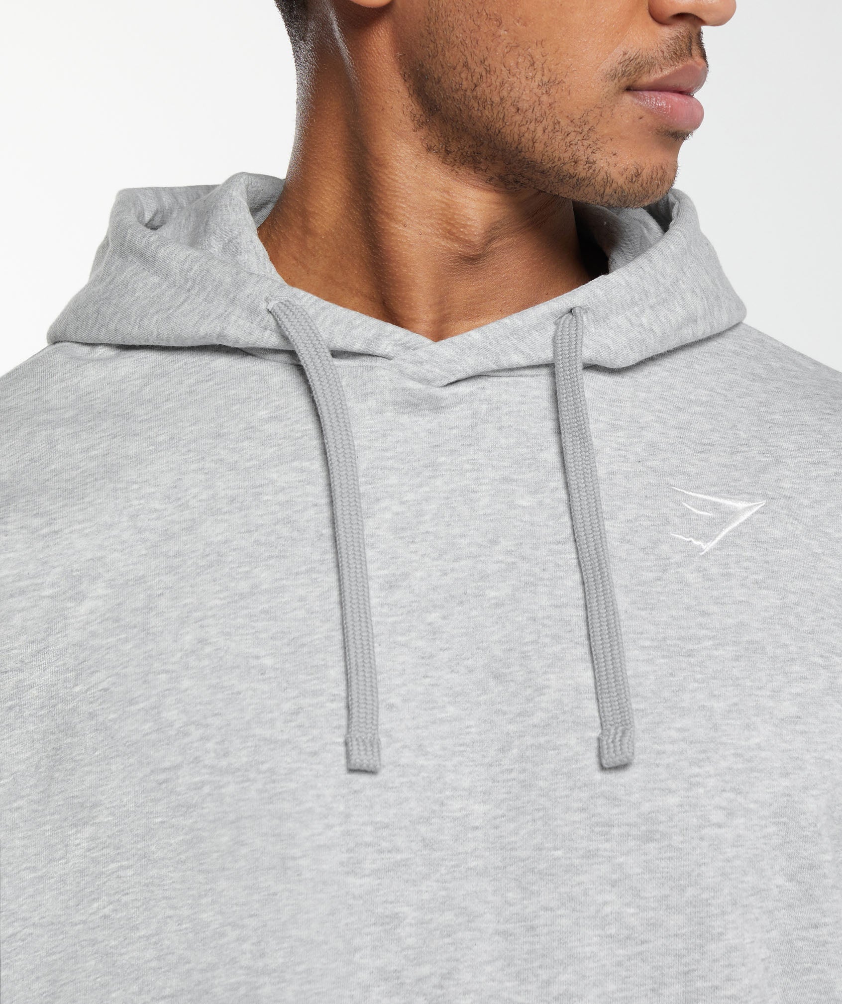 Crest Oversized Hoodie in Light Grey Marl - view 5