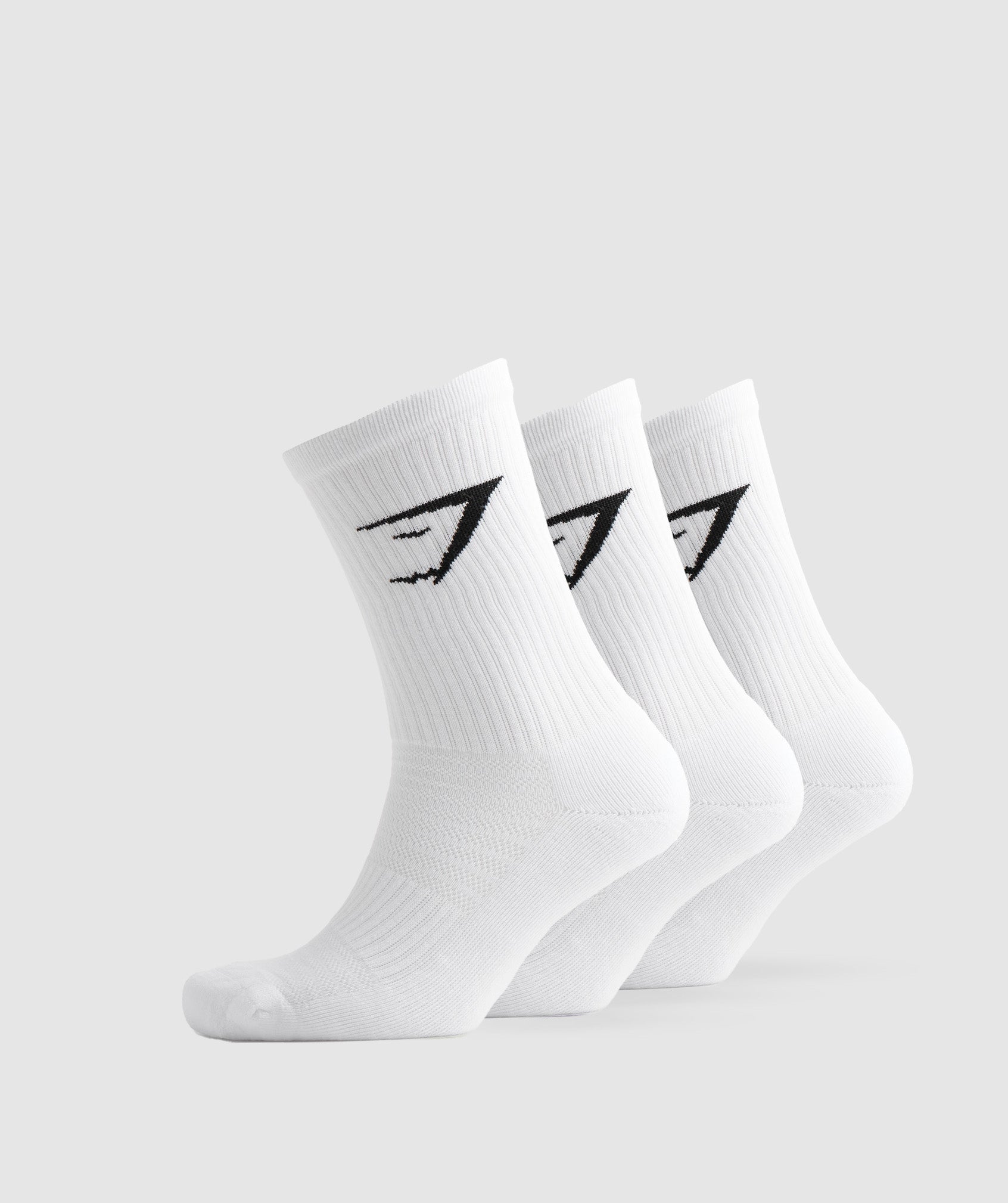 Gymshark Crew Socks 3pk - White/Light Grey Core Marl/Black