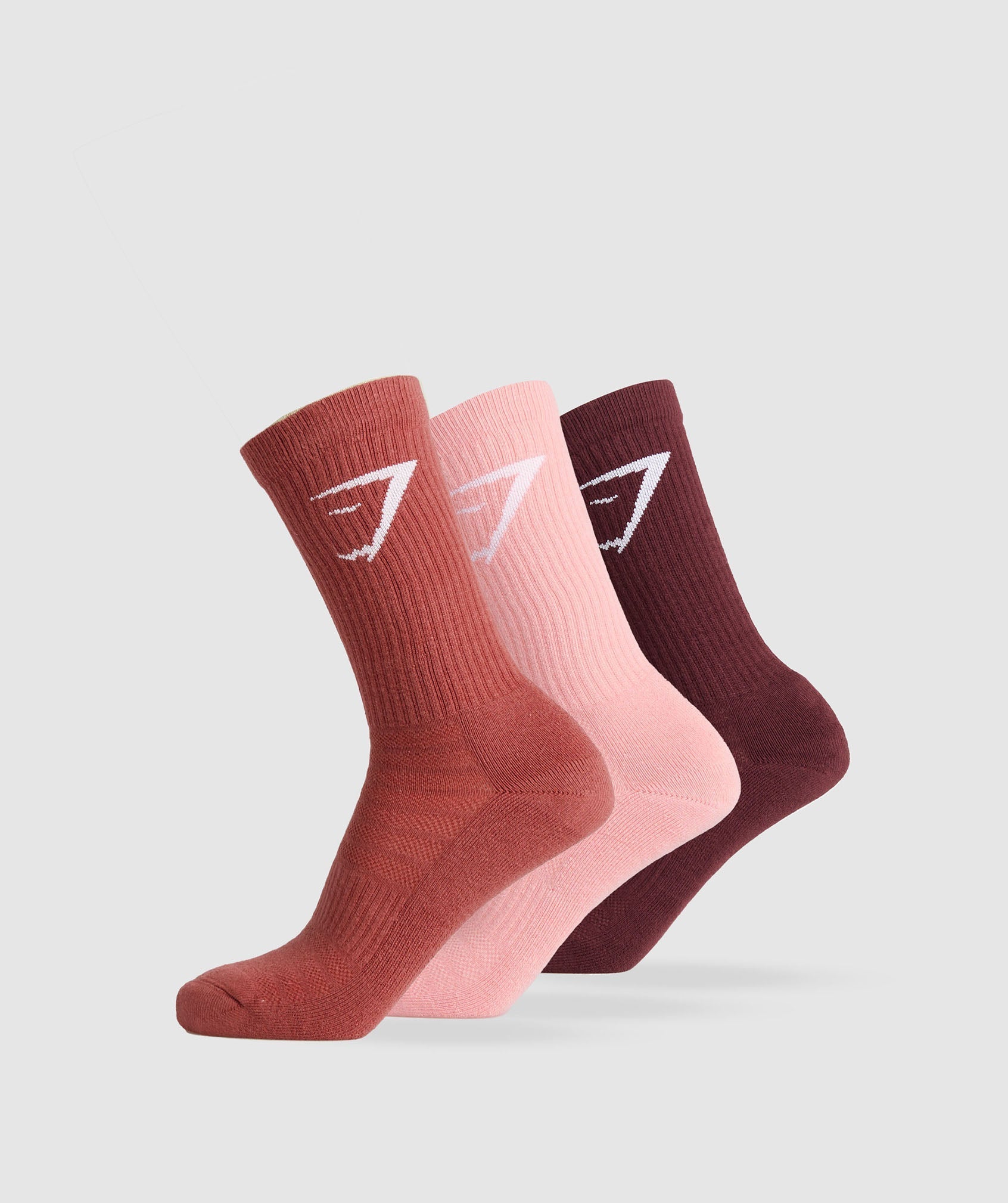 Crew Socks 3pk in Rich Maroon/Flamingo Pink/Rust Red - view 1