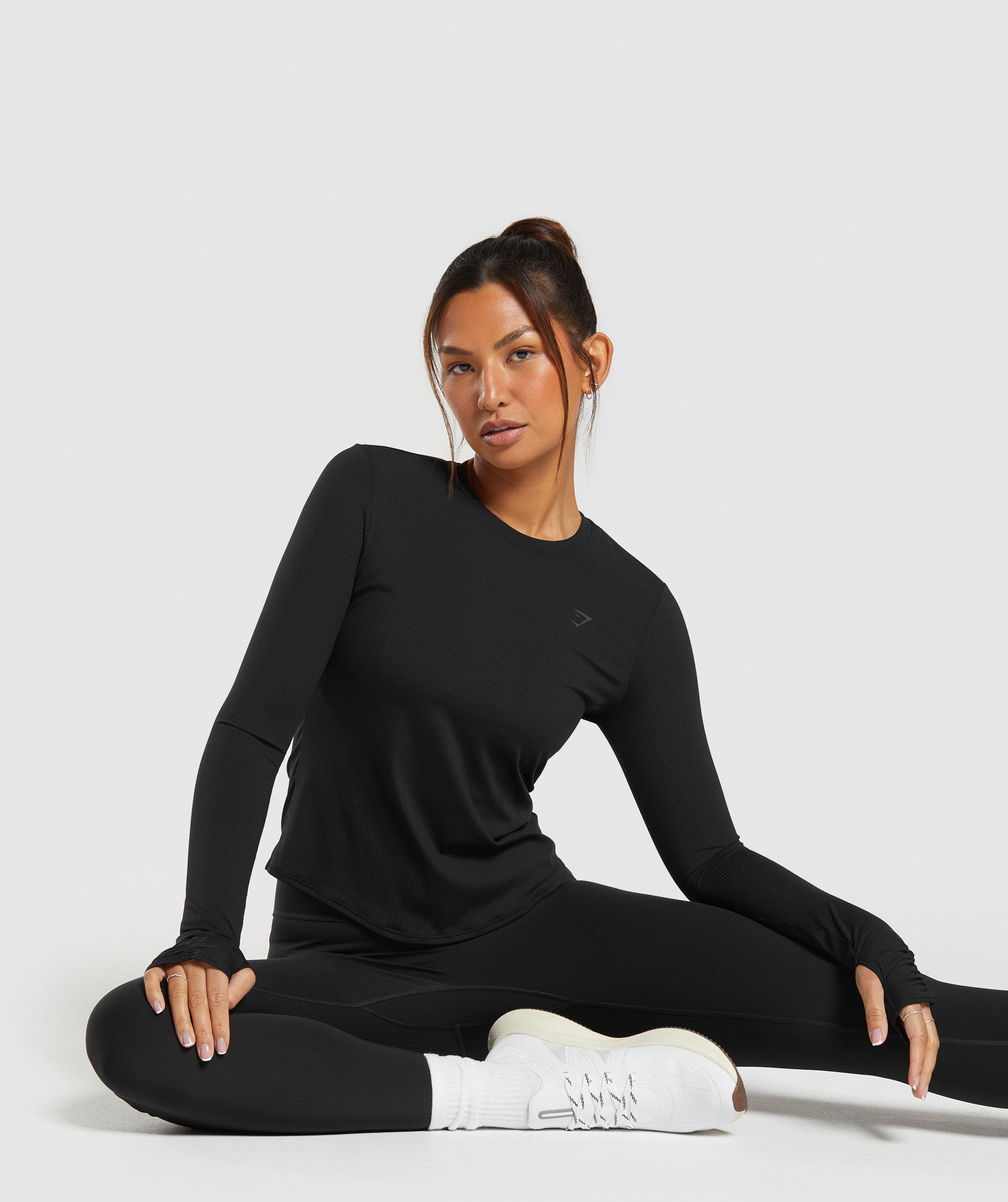 Elevate Long Sleeve Ruched Top in Black - view 4