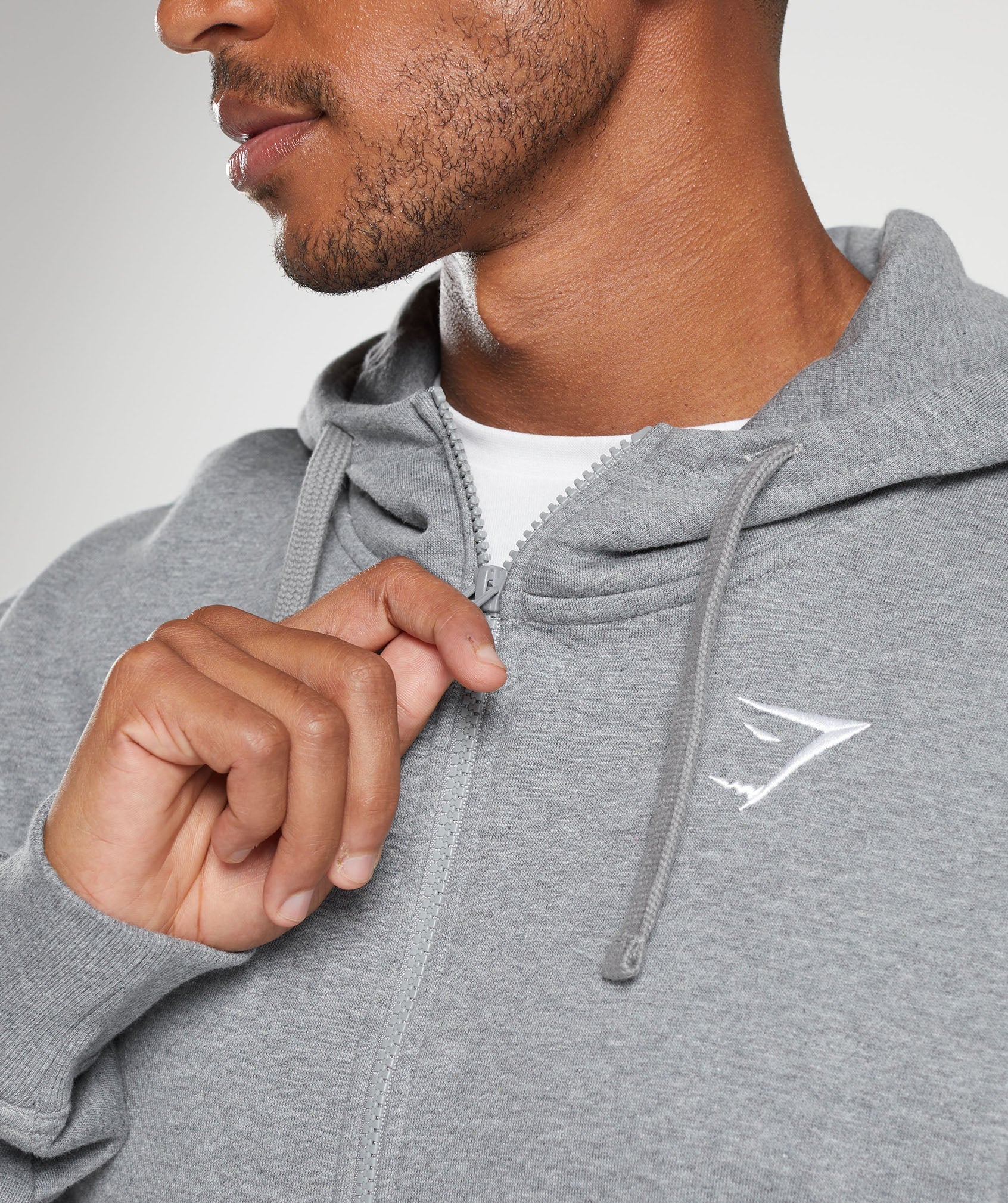 Crest Oversized Zip Up Hoodie in Charcoal Grey Marl - view 5