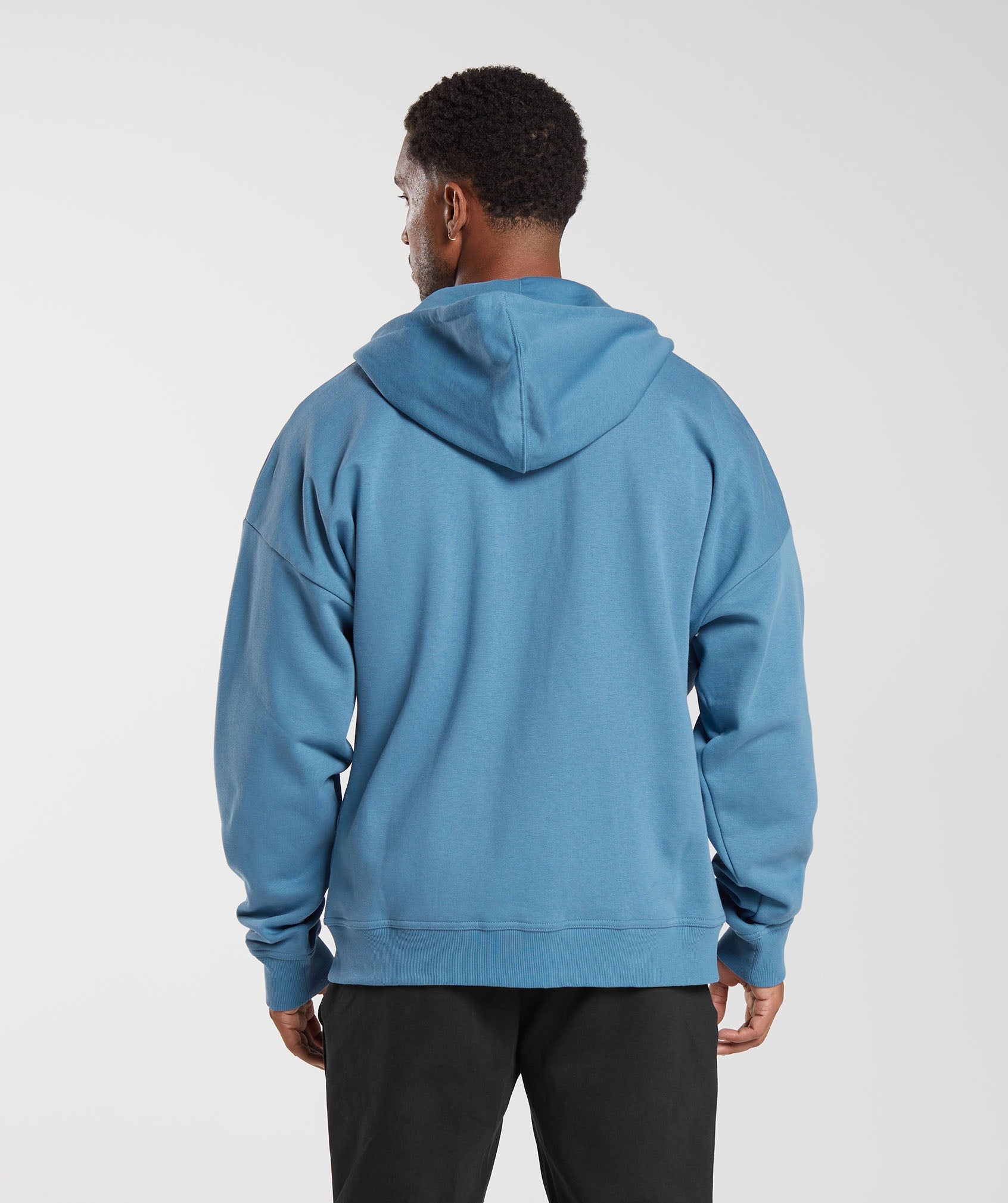 Crest Oversized Zip Up Hoodie in Denim Blue - view 2